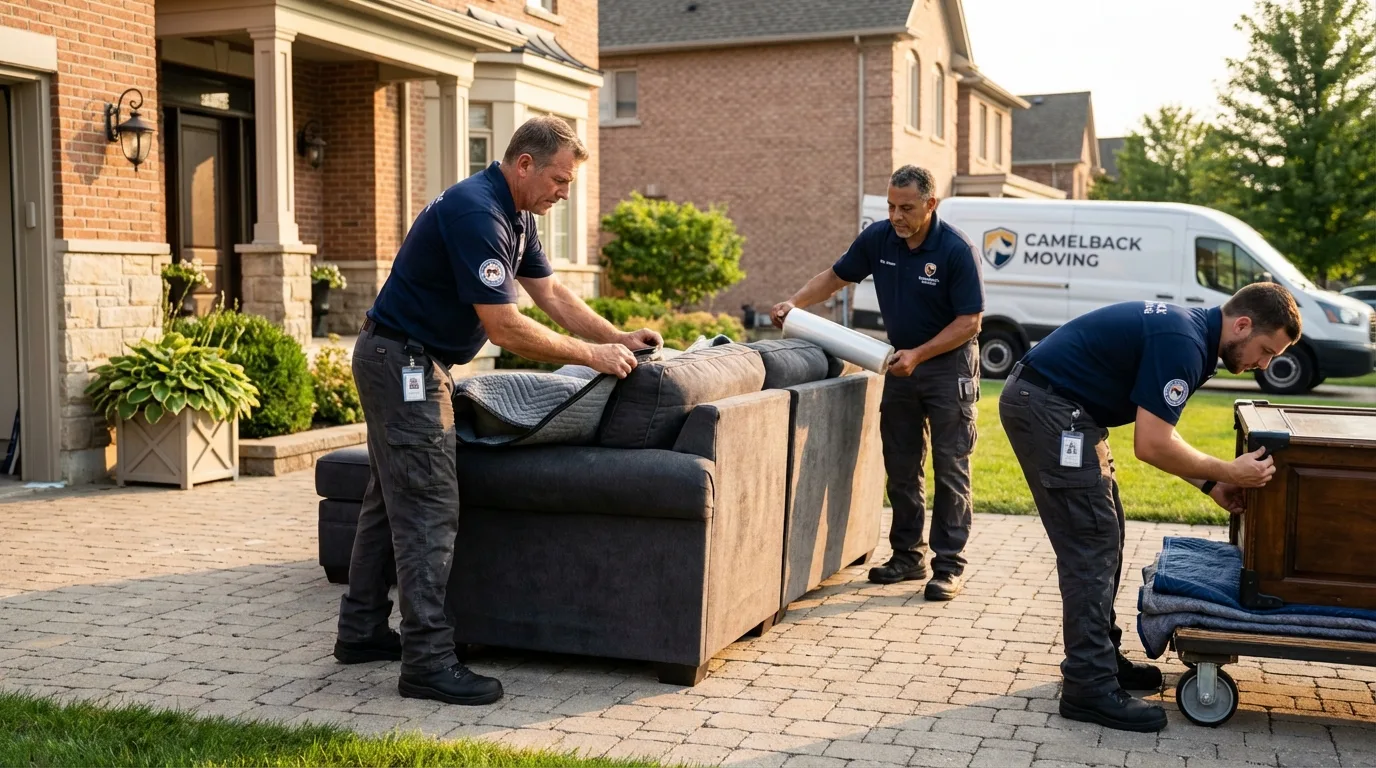 Large estate moving crew wrapping furniture in Pequot Lakes, MN